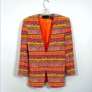August Silk Colorful Patterned Blazer size 6